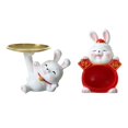 thumbnail image 2 of 2x Rabbit Statue Figurine Lying Down with Tray and Big Belly Macarena Estatuilla de conejo, 2 of 8
