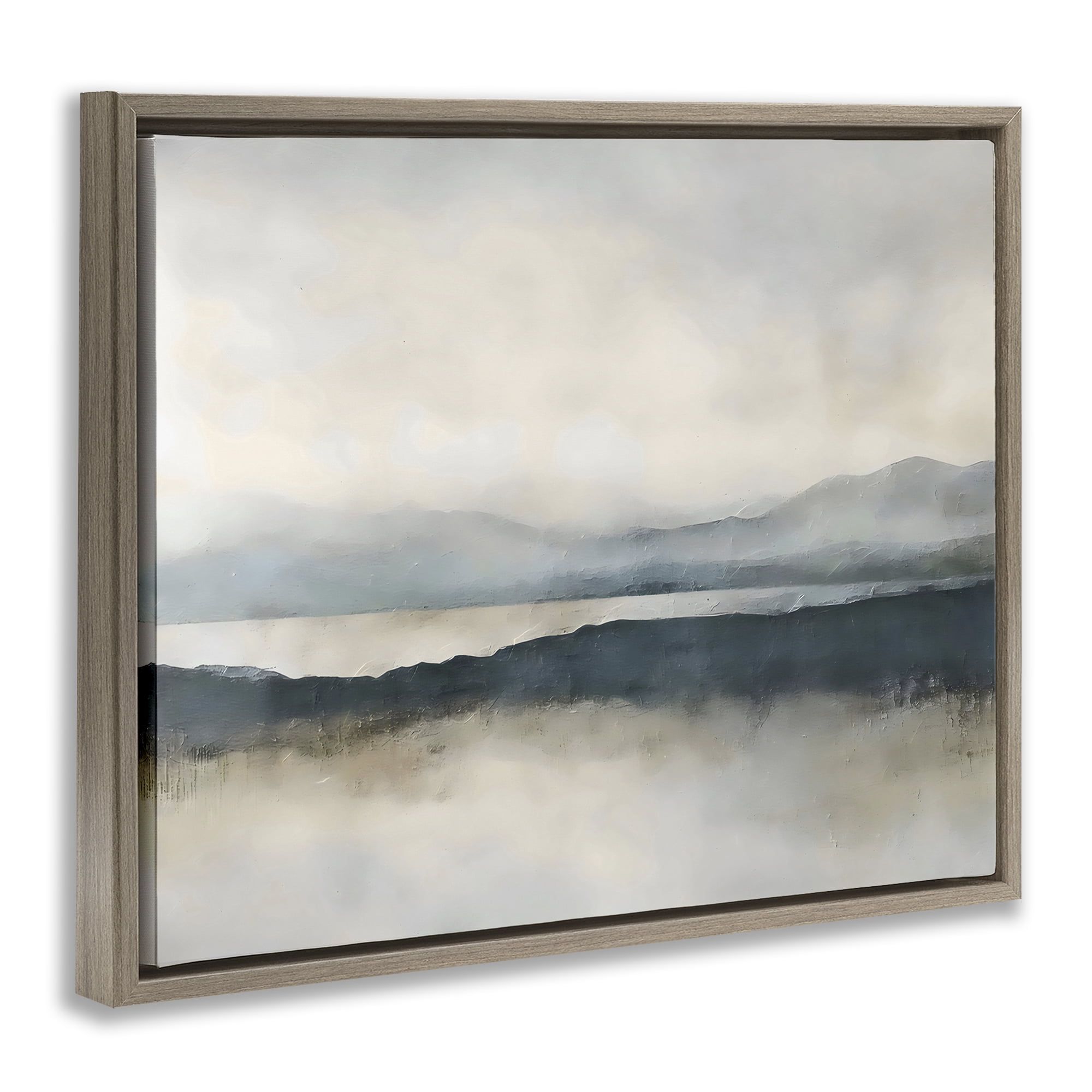 Stupell Industries Muted Horizon Mountainscape Brown Framed Floater Canvas Wall Art, design by Riley B
