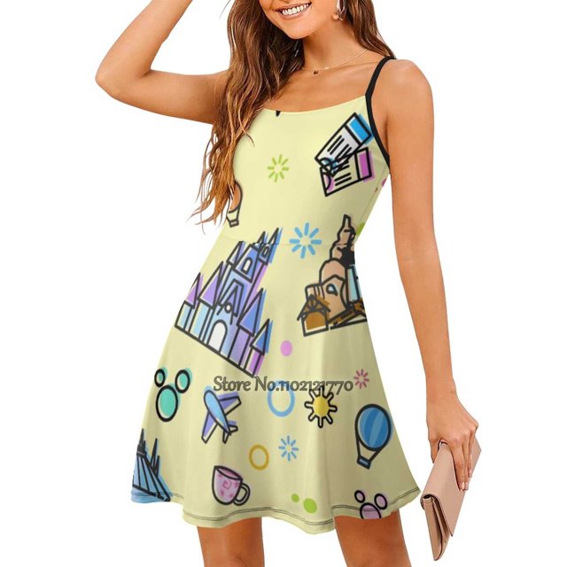 Meet Me At My Happy Place Yellow Pattern. Magical Princess Back Lacing Backless Dress Square Neck Dress Fashion Design Large