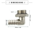 thumbnail image 3 of Adaptador de manguera de latón de 90 grados para automóvil universal, 10 mm de 3/8" a macho G1/2" BSP BSPT tono plateado, 3 of 7