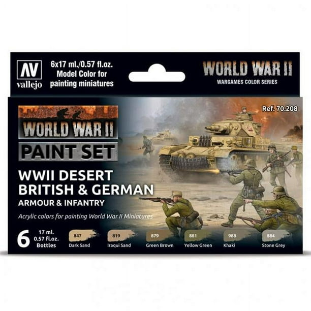 vallejo VJP70208 World War II Desert&44; Armure & Infanterie Peinture Ensemble