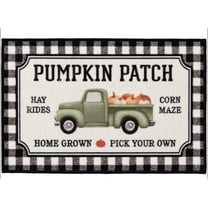 Natco Buffalo Plaid Accent Rug, Fall Pumpkin Truck, 20 x 30 in, Non Skid Mat for Kitchen or Room Decor for Autumn and Thanksgiving