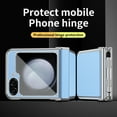thumbnail image 4 of Luxury Double Hinge Protection Case Compatible with Samsung Galaxy Z Flip 5 5G with S Pen & Holder, Full Body Protective PU Leather + Plating PC Cover for Samsung Galaxy Z Flip 5, Silver + Blue, 4 of 7