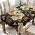 thumbnail image 4 of 54x72 Inch Tablecloth Polyester Square Tablecloth for Home Kitchen Dinner Decor Elegant Beige Floral, 4 of 9
