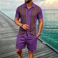 thumbnail image 2 of Men's Shirt and Shorts 2 Piece Set, Casual Button Down with Matching Shorts, Lightweight Summer Sportswear Outfit for Men, 2 of 4