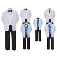 thumbnail image 1 of 5-7pc Formal Black White Suit Set Teal Bow Necktie Vest Boy Baby Sm-20 Teen, 1 of 3