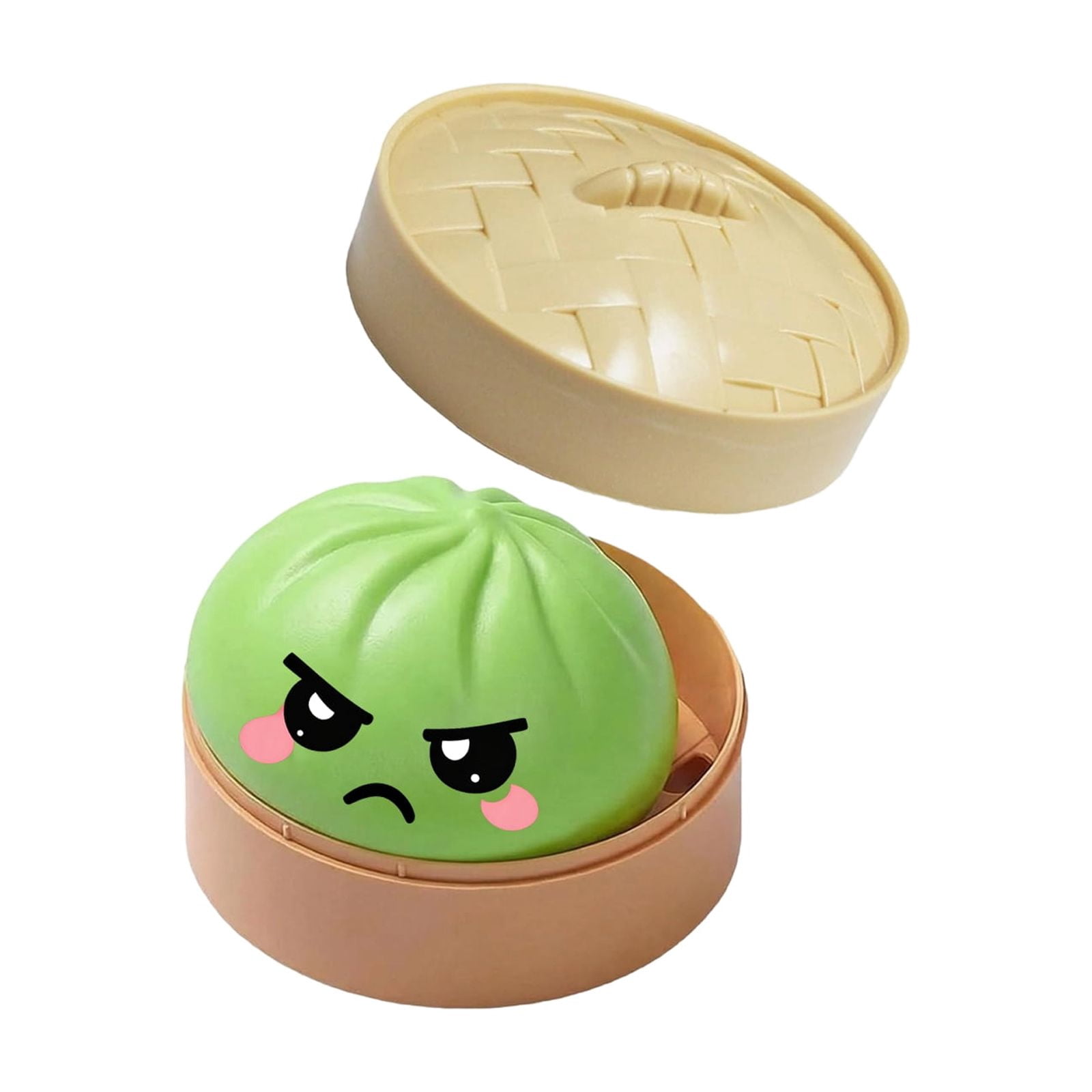 Glitter Colorful Dumpling Squishy, Cute Squishy Dumpling Large with Steamer, Squishy Dumpling Doll with Cute Expressions, Silicone Bun Sensory Fidget Dolls, Hand Pinching Decompression Dolls