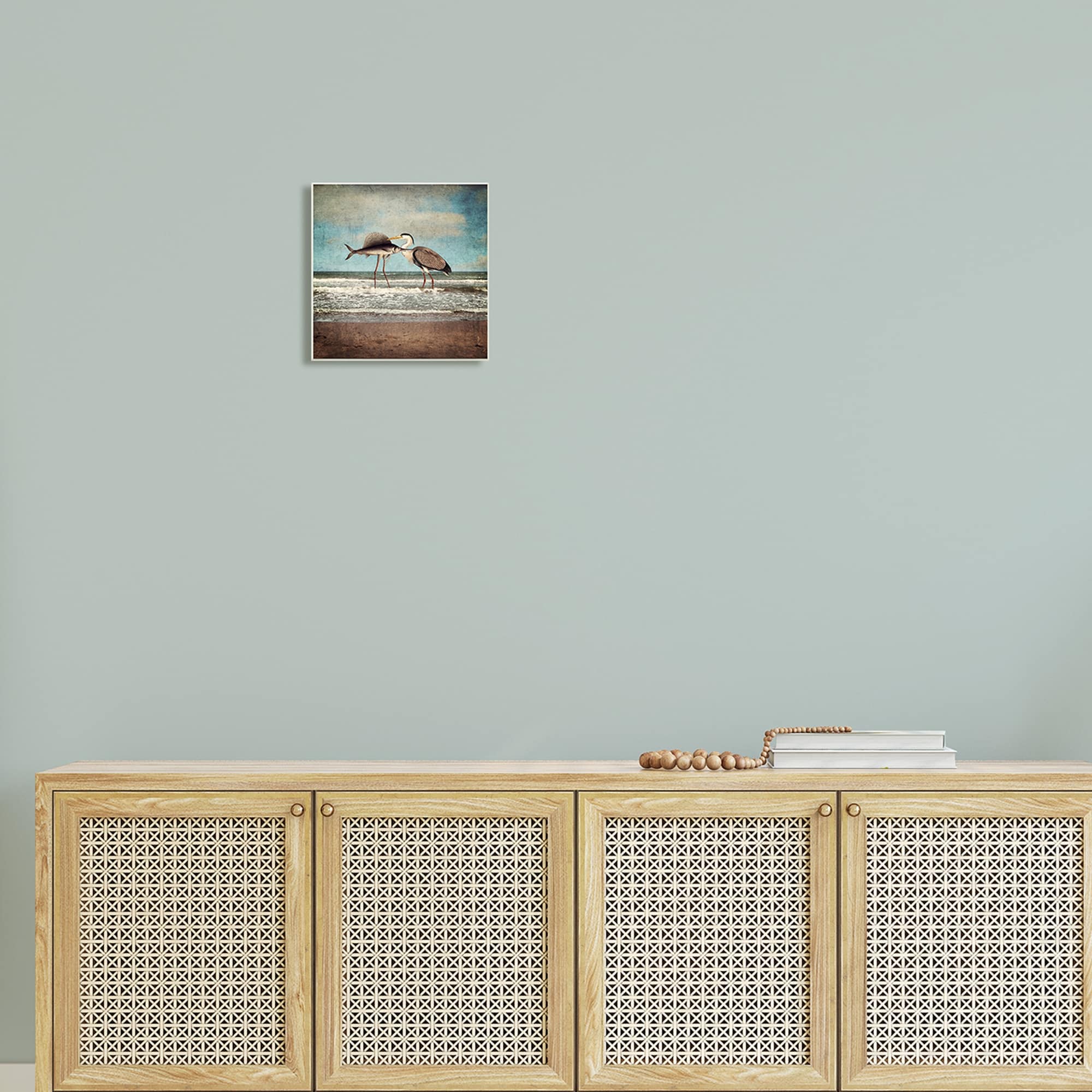Stupell Industries Quirky Surreal Fish Bird Animals Beach Shoreline Wood Wall Art, 12 x 12, Design by Paula Belle Flores
