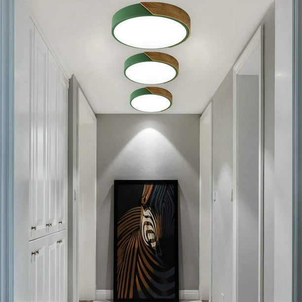 Nordic Wood LED Ceiling Light Flush Mount 36W Round Ceiling Lamp