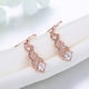 thumbnail image 4 of Pendientes colgantes de circonio cúbico de oro rosa de 14 quilates para mujer, aretes colgantes con forma de infinito, orejas sensibles, cristal, boda, hipoalergénicos JM, 4 of 5