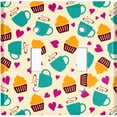 thumbnail image 2 of Metal Light Switch Wall Plate Outlet Cover (Coffee Espresso Mocha Cup Heart Cupcake Pattern Beige - Double Toggle), 2 of 2