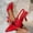 #0129-Red, variant on Women's Slingback Block Heels, Patent Leather Pointed Toe Shoes, Adjustable Strap Dressy Footwear, Versatile Office Party Heels for Daily Wear Gift