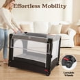 thumbnail image 4 of LINLUX Foldable Baby Bedside Crib Bassinet, Infant Pack and Play Playard, Newborn Playpen Changing Table,Dark Gray, 4 of 12