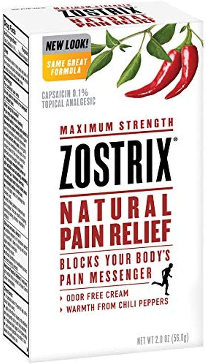 Zostrix Maximum Strength Natural Pain Relief Cream, Capsaicin Pain Reliever, Odor Free, 2 Ounce
