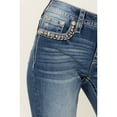 thumbnail image 4 of Miss Me Women's Medium Wash Mid Rise Border Flap Bootcut Stretch Denim Jeans - M9235BV 31W x 32L, 4 of 4