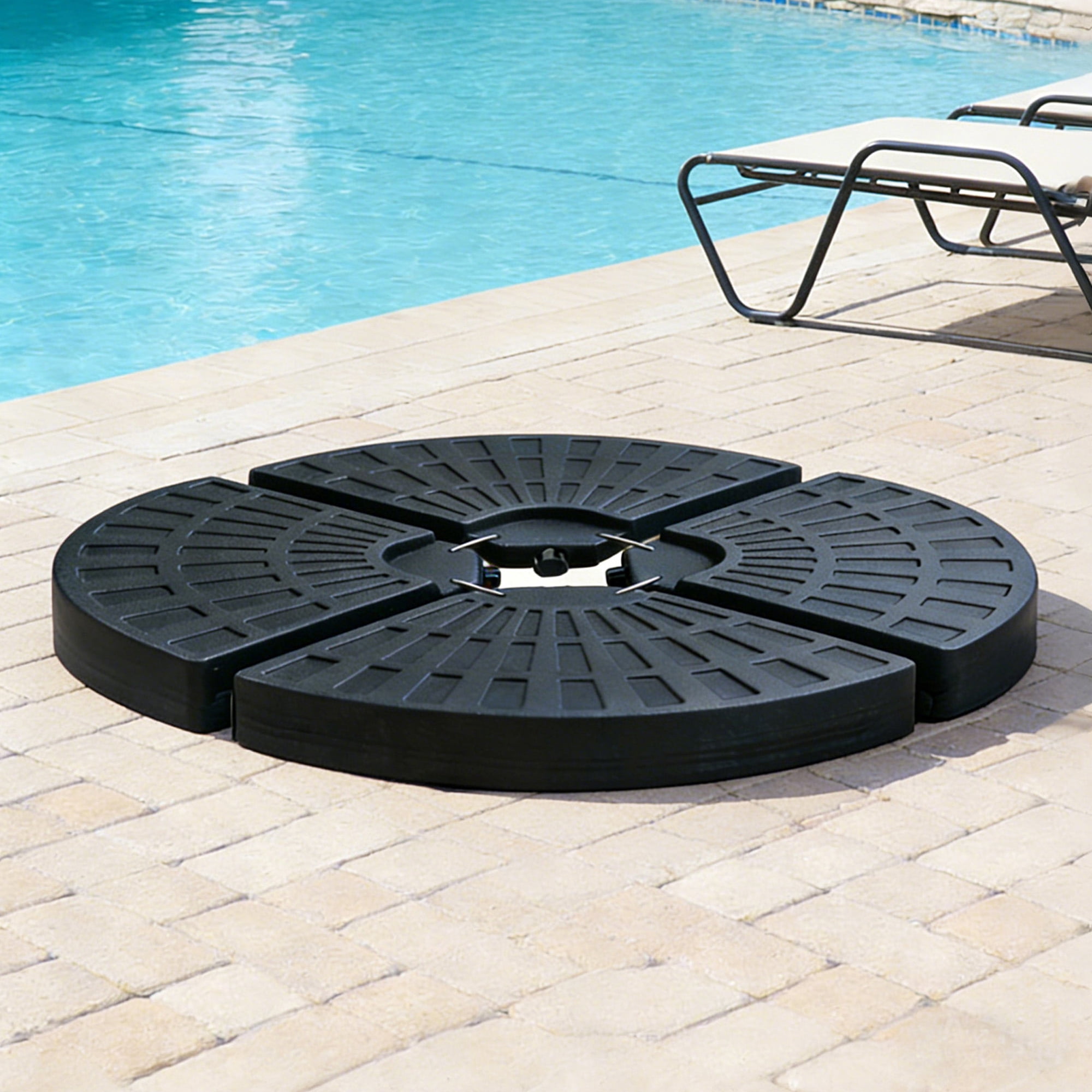 Maypex 120 lbs Outdoor Cantilever Patio Umbrella Base Offset Umbrella Stand, 4-Piece Fillable HDPE Plates for Garden Backyard Poolside in Black