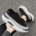 thumbnail image 5 of CORASUN Men's Breathable Flyknit Sneakers, Chunky Platform Slip-on Athletic Shoes for Walking, Daily Commute & Outdoor Exercise, Black and Grey, 5 of 9