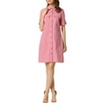 thumbnail image 2 of INSPIRE CHIC Women's Collared Short Sleeve Safari Pocket Belt Button up Shirt Dress, 2 of 6