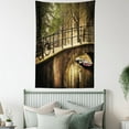 thumbnail image 4 of Landscape Tapestry, Romantic Bridge Over Canal Amsterdam Netherlands European Famous Northern City Photo, Wall Hanging for Bedroom Living Room Dorm Decor, 40W X 60L Inches, Cream, by Ambesonne, 4 of 5