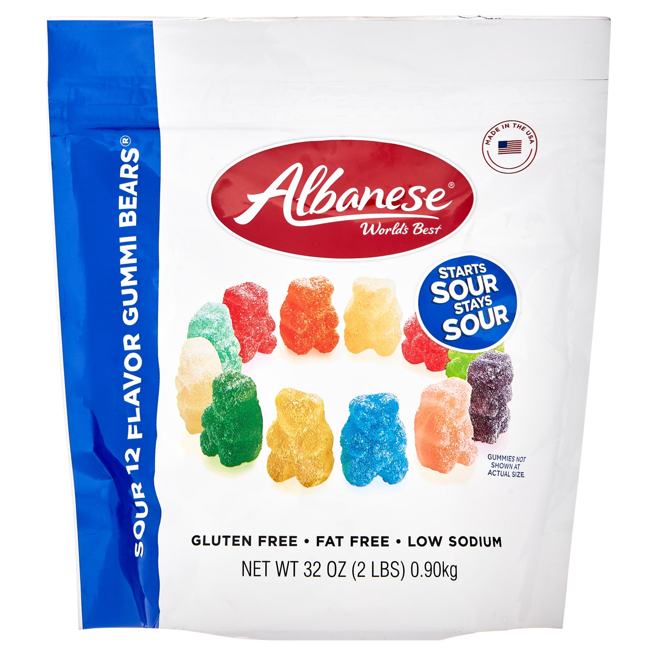 (4 pack) Albanese World's Best Sour 12 Flavor Gummi Bears, Family Size Share 32oz