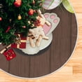 thumbnail image 5 of FMSHPON Easter Cute Bunny Rabbit Easter Colorful Eggs Grass Wood Wall Xmas Christmas Tree Skirt Stand Mat for Holiday Party Decoration Indoor Outdoor 36 inches, 5 of 6