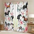 thumbnail image 2 of Manfei Farm Animnal Horse Black Out Curtains,Rustic Farmhouse Cabin Curtains Pack of 2 (42x63 Each),Retro Pink Flower Floral Bedroom Curtains For Girl Boy,Microfiber Bedroom Decor, 2 of 6