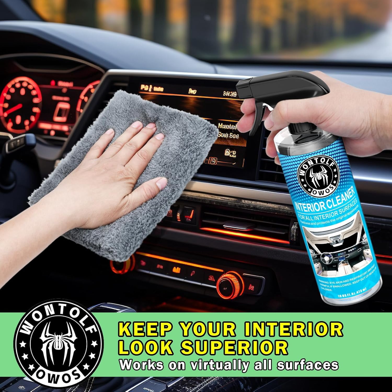 Wontolf CWK188 Car Wash Kit with Foam Gun, Car Wash Soap, Interior Detailer Cleaner, Wheel Cleaner, Car Care Cleaning Detailing Kit for Cars Trucks