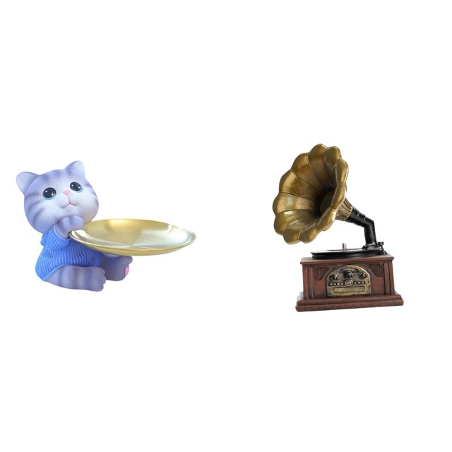 Bandeja con escultura moderna de gato en resina, figura vintage, adorno para decoración del hogar, mesa de comedor, estante de armario, joyero, aperit