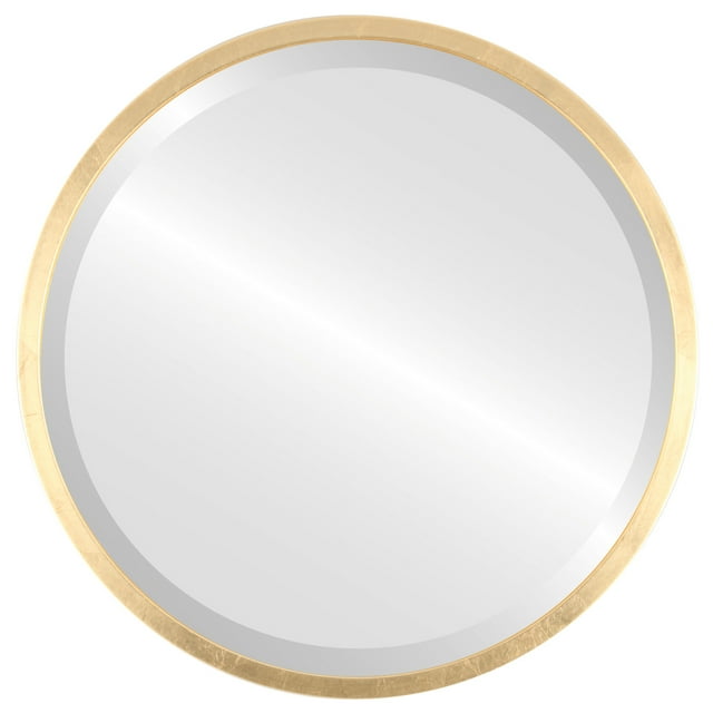 London Framed Round Mirror - Gold Leaf - 15" x 15"