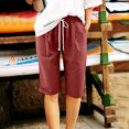 thumbnail image 2 of Qiopertar Women's Summer Casual Shorts Elastic Waist Pockets Solid Color Half Shorts Loose Fit Comfy Stretchy Jogger Pants, Brown 3XL, 2 of 4