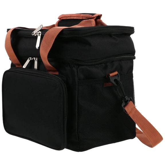 Double Layer Insulated Lunch Bag With Crossbody Strap Large Capacity Cooler Bag Lunch Tote Bag For Outdoor Picnic Travel And Work