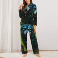thumbnail image 2 of Vsdgher Fluorescent Wolf Pajamas Set Long Sleeve Sleepwear Womens Button Down Nightwear Pj Sets-Small, 2 of 7