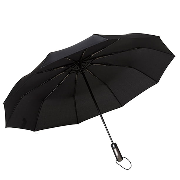 Paraguas compacto, automático, irrompible, plegable, resistente al viento y a la lluvia, con apertura y cierre automáticos, con tejido PTFE de 210 t (negro)