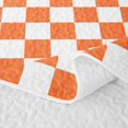 thumbnail image 5 of Erosebridal Orange Checkerboard Bed Spread Queen,Minimalist Geometric Grid Queen Coverlet Set For Boys,3-Piece, 5 of 7