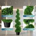 thumbnail image 4 of 35.4 Inch Artificial Boxwood Spiral Topiary Trees, Set of 2, Decorative Faux Twisted Plants, Fake Greenery with PE Leaves, All-Year Green in Cement-Filled Plastic Pot for Balcony, Garden, Bedroom, 4 of 8
