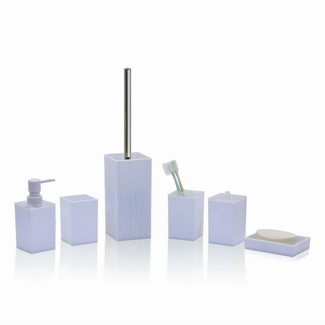 Xiao Hua Juego de accesorios de baño - 6 piezas de accesorios de baño blancos completos