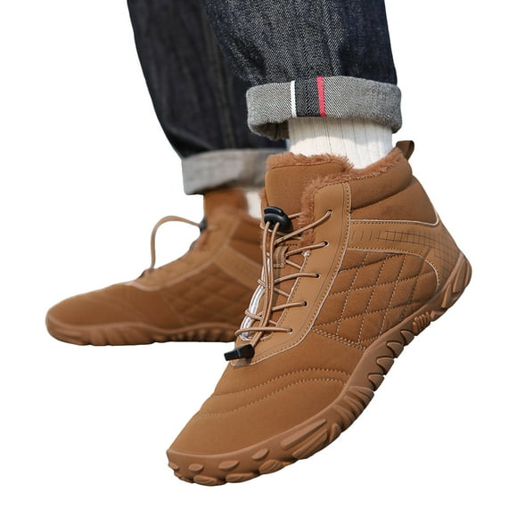Rokment Barefoot Water Shoes Snow Boots for Women Men Waterproof Non Slip Wide Toe Fleece Lined Winter Hiking Ankle Booties