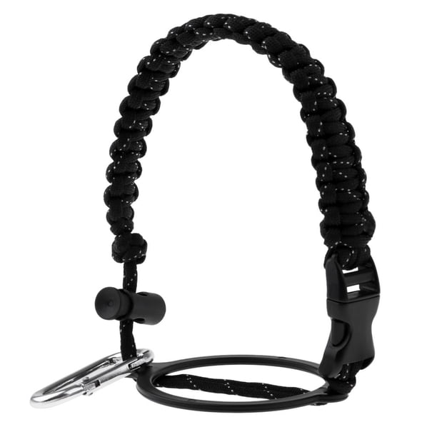 Correa de transporte de paracord, soporte para bebidas, soporte para botellas, correa de transporte para acampar Negro