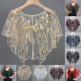 thumbnail image 3 of MYG Femmes Rétro Années 1920 Châle à Paillettes Perlées en Maille Transparente Broderie Feuille Boléro Fête, 3 of 9