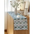 thumbnail image 5 of Table Runner 72 Inches Long for Kitchen Dining, Green Grey Morocco Pattern Dresser Scarf Farmhouse, Dining Table Decorations for Wedding/Parties, Turquoise Modern Moroccan Geometric 14 x 72 In, 5 of 9