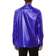 thumbnail image 3 of INSPIRE CHIC Men's Shiny Sequins Shirt Long Sleeves Slim Fit Disco Party Shirt, 3 of 6