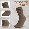 thumbnail image 5 of 5 Pairs Women's Solid Mid-Calf Socks - Cozy Fall Ankle Socks for Boots & Leggings, Retro Slouchy Scrunch Knit Crew Socks, 5 of 7