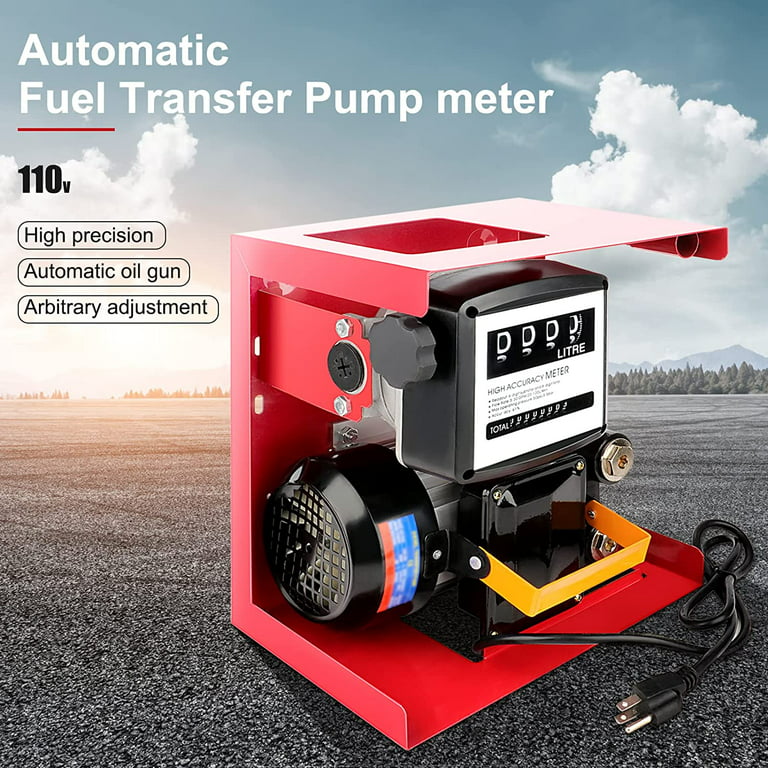 110V Electric Diesel Oil Fuel Transfer Pump w/ Meter with 13' ft Hose &  Nozzle