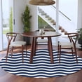 thumbnail image 4 of Round Area Rug 6ft,Dark Blue Stripes Water Ripple Washable Carpet Non-Slip Runner Accent Rugs Indoor Floor Mat for Bedroom Living Room Decor,Summer Ocean Style, 4 of 9