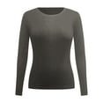 thumbnail image 4 of MIXUE Boho Tops For Women Autumn Winter Knit Solid Color Round Neck Long Sleeve Slim Fit Basic Soft Pullover Shirts For Women Tshirts Activewear,Gray,XXL, 4 of 5