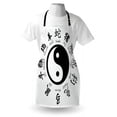 thumbnail image 4 of Yin Yang Apron, Chinese Zodiac Signs with Calligraphy Names and Yin Yang Illustration, Unisex Kitchen Bib with Adjustable Neck for Cooking Gardening, Adult Size, Black and White, by Ambesonne, 4 of 4