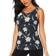 thumbnail image 1 of Balery Lilies Flowers Camiseta sin mangas estampada ligera para mujer, tops de entrenamiento sin mangas, camisetas de yoga transpirables de secado rápido.-Small, 1 of 7
