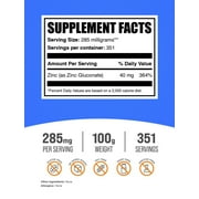 BulkSupplements Zinc Gluconate Powder - Gluten Free, 285mg per Serving - 100 Grams (3.5 oz) - 351 Servings