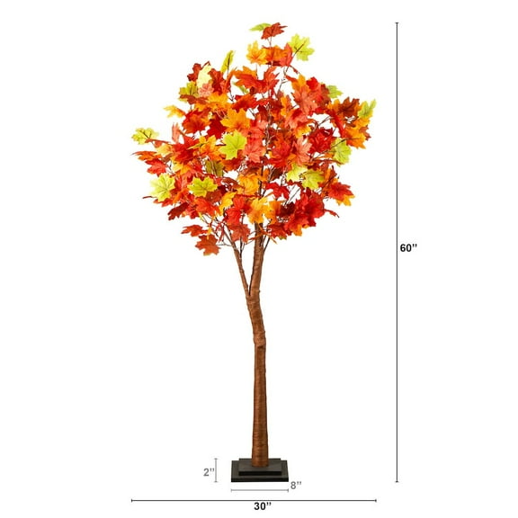 Nearly Natural 5ft. Pre-Lit Shades of Autumn Maple Artificial Fall Tree with 270 LED Lights