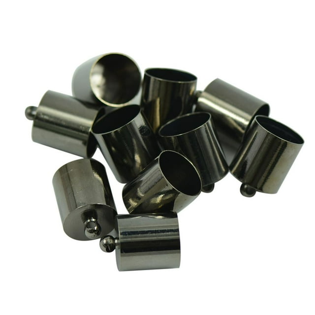 GUOOL 10Pcs 10mm Brass End Cap Kumihimo Rattail Cord DIY Jewelry Making Black